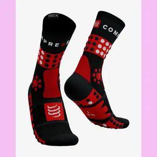 Compressport Trekking Socks Black Red - T2