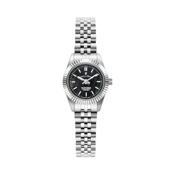 B Jacques Du Manoir Jacques Du Manoir Inspiration Damen Armbanduhr, Edelstahl, 22mm, Edelstahlarmband, Silber, 5 Bar, Zifferblatt, Schwarz, JWL05101 thumbnail