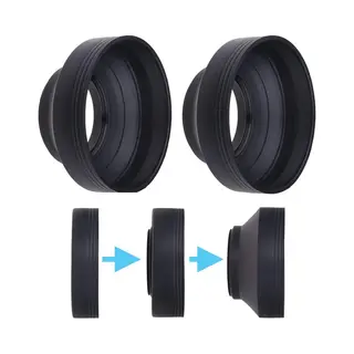 Zonnekap Voor 67 Mm Camera - Rubber - Set Van 2 - Opvouwbaar In 3 Stappen - Zonnekap/schild - Vermindert Lensflare En Schittering - Blokkeert