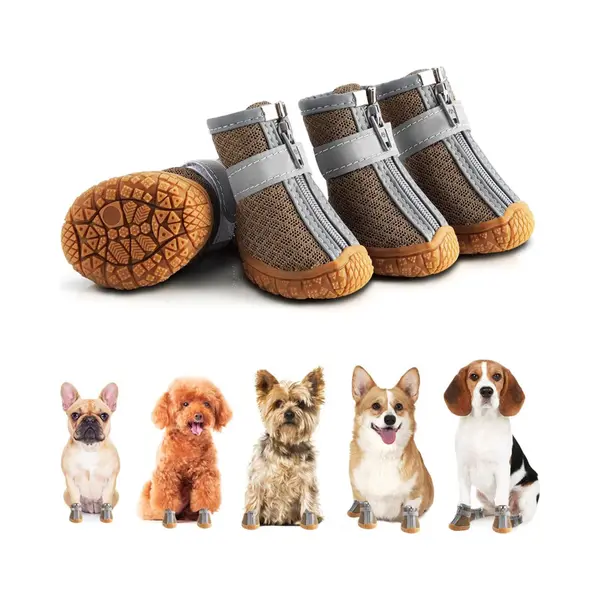 Kleine Hondenschoenen, Ademende Hondenlaarzen Geschikt Voor Warme Wegen, Winterse Sneeuwpootbeschermers, Hondenlaarzen Met Reflecterende Strips, thumbnail