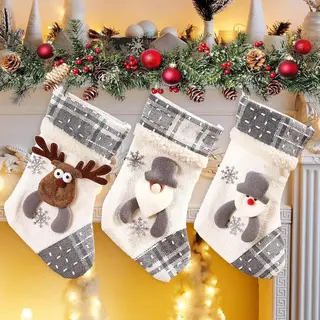 Kerstkousen, Gepersonaliseerd, 3 Stuks, Kerstsokken, Open Haard Om Op Te Hangen, Met Kerstman, Sneeuwpop, Rendier, Kerstmankous, Kinderen, Kerstman,