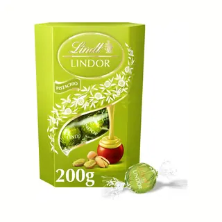 Lindt Lindor Pistache Melkchocolade Bonbons 200 Gram - 16 Zacht Smeltende Chocolade Bonbons