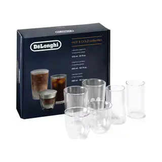 De'Longhi Delonghi Hot&Cold Collectie, Set Van 2 Cappuccino, 2 Cold Brew, 2 Thermische Dubbelwandige Glazen