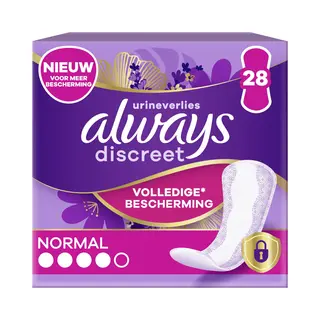 4x Always Discreet Normal Inlegkruisjes Urineverlies 28 Stuks