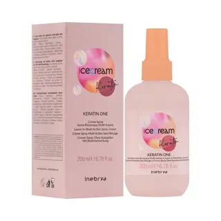 Inebrya, Conditioner, Ice Cream Keratin One Multiaction Spray - Multifunctionele Spoelvrije Crèmespray Op Basis Van (200 ml)