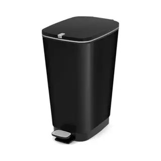 Curver Kis Chic Bin Style Treteimer 45 Liter Mit Deckel Und Pedal, Müllbeutelaufhängung, Schwarz Metallic, 29 X44, 5 X 60, 5 Cm