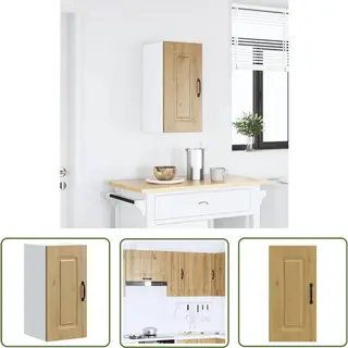 VidaXL Wandkast - Keukenkast - Keukenwandkast Kalmar Bewerkt Hout Artisanaal Eikenkleur - Opslagoplossing - Houten Kast - Eiken Kleur