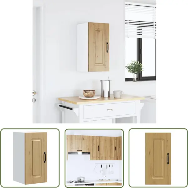 VidaXL Wandkast - Keukenkast - Keukenwandkast Kalmar Bewerkt Hout Artisanaal Eikenkleur - Opslagoplossing - Houten Kast - Eiken Kleur thumbnail