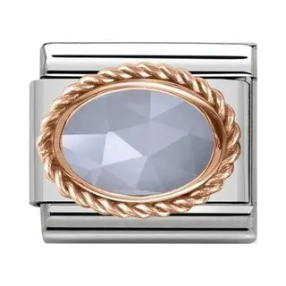 Nomination Rose Gold Blue Agate Stone Charm - Stainless Steel