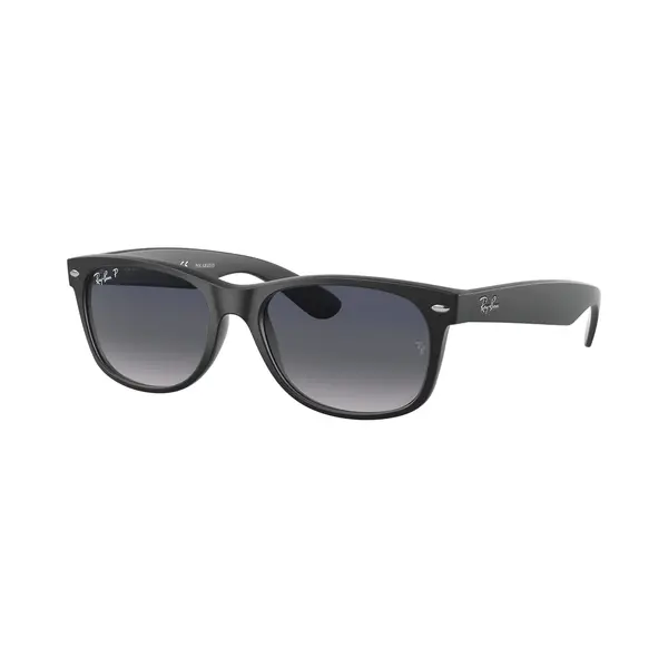 Ray - Ban Unisex Ray - Ban RB2132F New Wayfarer Low Bridge Fit 601S78 Sunglasses Nylon Black Blue Squared Polarized Shaded thumbnail