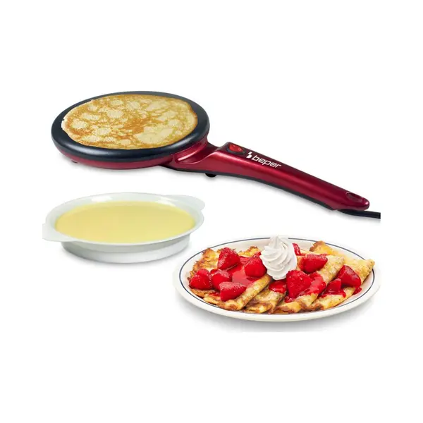 Beper Crêpesmaker Elektrischer Crêpes Maker 800W Mit Antihaftplatte & Teigbehälter, 800 W, Ø 20 Cm thumbnail