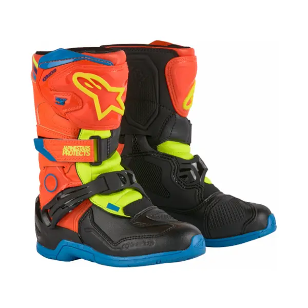 Alpinestars Tech 3S Youth Schoenen Orange Fluo Enamel Blauw Yel Fl - Maat 4 - Laars thumbnail