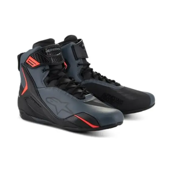 Alpinestars Faster-4 Motorcycle Shoes, Lightweight & Breathable, Seamless Knitted Construction & Advanced Protection, Black/Gray/Red Fluo, 13 thumbnail