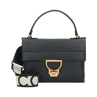Coccinelle Leren Handtas Schoudertas Arlettis Signature Handbag Grained Leather Noir Zwart