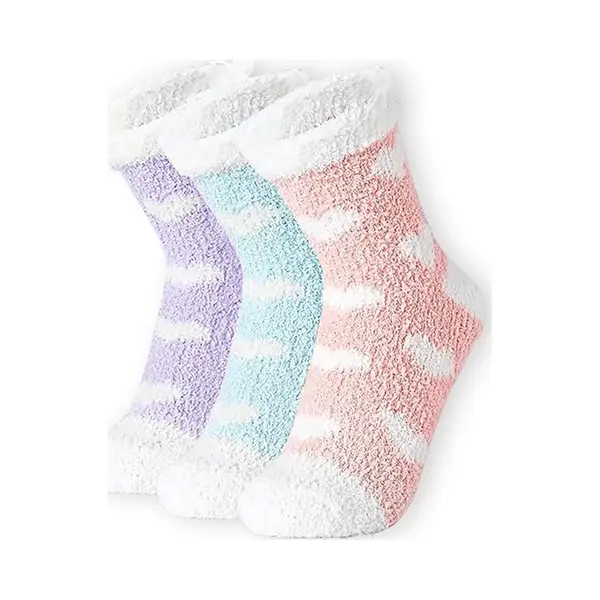 3 Paar - Comfortabele Sokken Voor Dames - Zachte Sokken - Warme Sokken - Zacht En Antislip - Verdikt Voor Herfst En Winter - Slaapsokken Van thumbnail