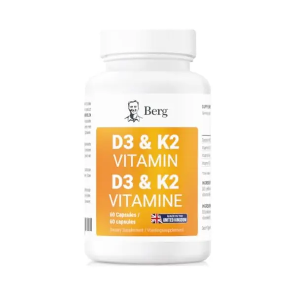 Berg Vitamin D3 K2 Mit Mct – Hohe Dosis Mit 2.000 I.E. Vitamin D3 & 50 µg MK7 Vitamin K2 – 60 Kapseln – 4-Monatsvorrat thumbnail