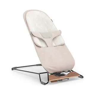 UPPAbaby - Mira Charlie - Wipstoel - Bouncer - Zand - Zwart Frame Met Houten Voet - Baby En Peuter - 2-in-1 Schommelstoel - Relax