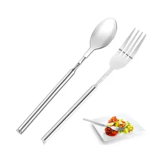 Set Van 2 Stuks - Tafelvork - Besteklepel - Uitschuifbaar - Uitschuifbare Vork - Geschikt Voor Barbecues, Diners, Fruit En Desserts - 22 Cm ~ 64, 5 Cm