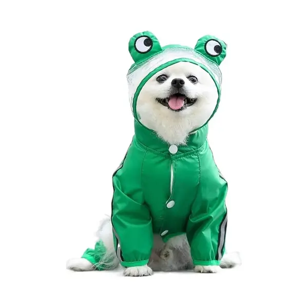 Schattige Kikkerhond Regenjas Met Capuchon - Waterdichte Outdoorjas - Hondenonesie - Hondenregenjas - Geschikt Voor Kleine En Middelgrote Honden En thumbnail