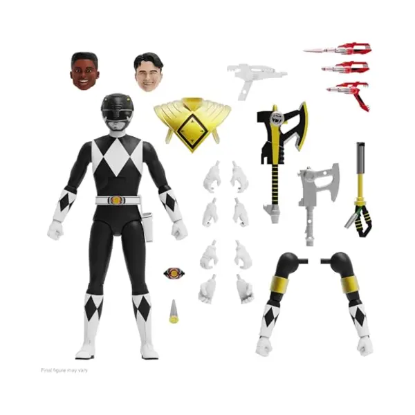 SUPER7 Ultimates! Mighty Morphin Power Rangers Black Ranger - 17, 8 Cm Power Rangers Actionfigur Mit Zubehör, Klassische Tv-Show-Sammlerstücke thumbnail