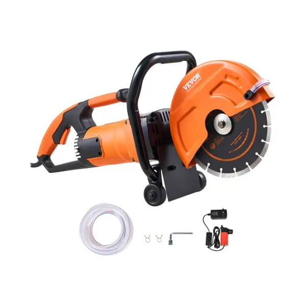 Vevor Elektrische Betonzaag, 230 Mm, Hoge Prestaties, 2000 W, Zaagdiepte 89 Mm, Nat/droge Schijfzaag Met Waterleiding, Waterpomp, Lemmet, Voor Steen thumbnail
