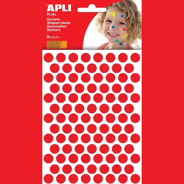 Pochette De Gommettes - Apli - Modèle 528 - Rouge - Ø 10, 5 Mm - Adhésif Permanent thumbnail