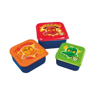 stor Lego Ninjago 3-in-1 Snackdoosjes - 3 Formaten - Vierkant - Sluit Goed Af - Lunchboxen Voor Kinderen - Los Deksel - Geschikt Voor Koekjes, Fruit En
