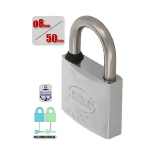 Amig Hangslot Met Sleutel Rvs Ø8/50mm - Standaard Beugel Buiten Weerbestendig