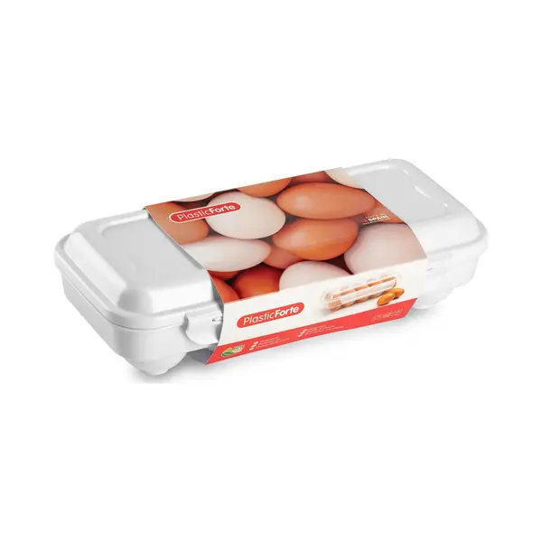 Plasticforte Eierdoos - Koelkast Organizer Eierhouder - 10 Eieren - Wit - Kunststof - 27 X 12, 5 Cm thumbnail