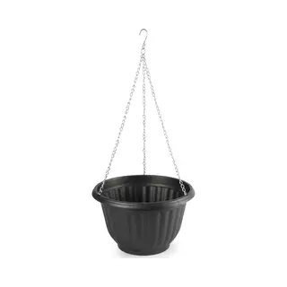 Plasticforte Plantenpot - Hangend - Kunststof - Antraciet - D25 X H15 Cm - Bloempot Aan Ketting