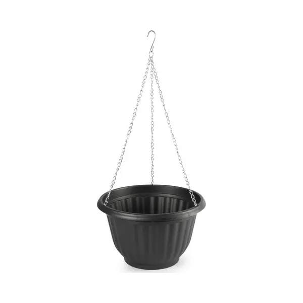 Plasticforte Plantenpot - Hangend - Kunststof - Antraciet - D25 X H15 Cm - Bloempot Aan Ketting thumbnail