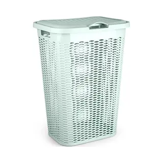 Plasticforte Wasmand Ventilation - Met Deksel - Groen - Kunststof - 51 Liter - 43 X 35 X 61 Cm - Badkamer - Wasgoed - Nieuw Design - Zeer Stevig