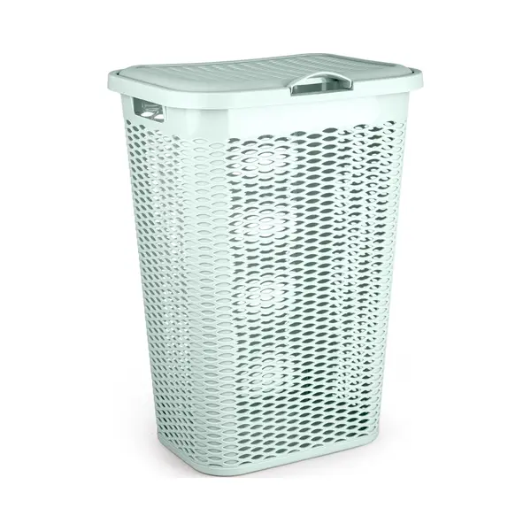 Plasticforte Wasmand Ventilation - Met Deksel - Groen - Kunststof - 51 Liter - 43 X 35 X 61 Cm - Badkamer - Wasgoed - Nieuw Design - Zeer Stevig thumbnail