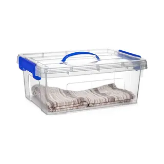 Plasticforte Opslagbox - Met Deksel - Transparant Blauw - 12.5 Liter - 40 X 30 X 16 Cm - Kunststof - Opbergdoos - Opbergen