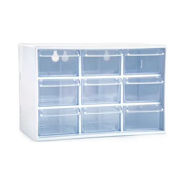 PlasticForte Sorteerbakjes Spijkers/schroeven - 9x Lades - 18.5 X 10 X 12 Cm - Opbergkastjes - Ophangbaar - Wit/transparant thumbnail