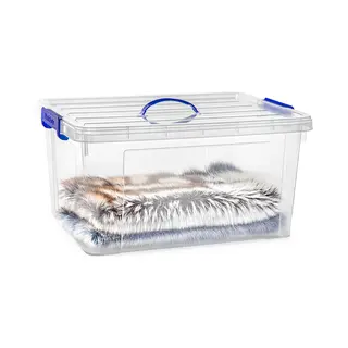 Plasticforte Opslagbox - Met Deksel - Transparant Blauw - 54 Liter - 60 X 45 X 30 Cm - Kunststof - Opbergdoos - Opbergen