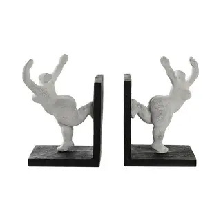 Item International Items Home Decoratie Beeldje Dame - Boekensteunen 2x - 14 X 9 X 21 Cm