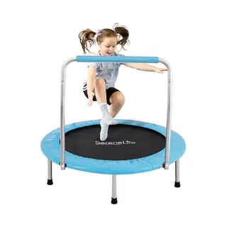SereneLife Trampolin Klein, Ø 91cm Kindertrampolin Outdoor/Indoor, Klappbar Mit Schaumstoffgriff, Max 68 Kg, Gartentrampolin Für Kleinkind Jungen,