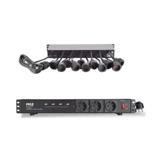 Pyle Stromverteiler- 1U Rack, Mehrfachsteckdose Mit 12 Fest Verkabelten Ausgängen, 3 Frontsteckdosen & 4 Usb-Ports (5V/2A), 5 M Netzkabel,