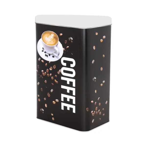 Excellent Houseware Koffieblik - Zwart - Coffee Print - 1800 Ml - Rechthoekig - Koffie - Bewaarblikken - Koffiepads/koffiecups - Filterkoffie thumbnail