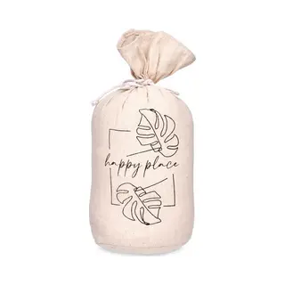 Giftdecor Deurstopper - 1 Kilo - Beige - Canvas - Happy Place - D13 X H26 Cm