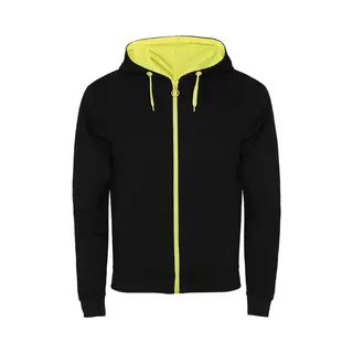 Roly - Fuji Sweater Met Rits - Heather Grey 58/Fluor Yellow 221 Maat S