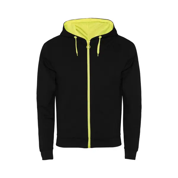 Roly - Fuji Sweater Met Rits - Heather Grey 58/Fluor Yellow 221 Maat S thumbnail