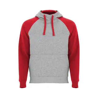 Roly Badet Hooded Sweatshirt RY1058 - Heather Grey 58/Red 60 - L