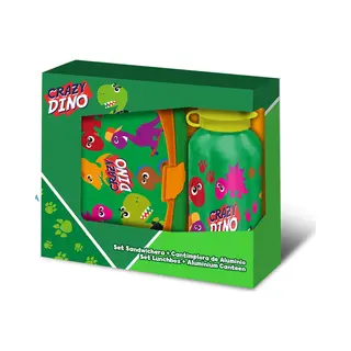 Dino World Crazy Dino Lunchbox Set Voor Kinderen - 2-delig - Groen - Aluminium/kunststof