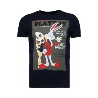 Local Fanatic Playtoy Bunny - Rhinestone T-shirt - Navy
