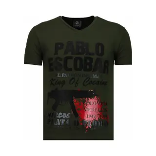 Local Fanatic Pablo Escobar Narcos - Rhinestone T-shirt - Groen