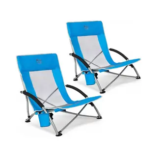 Timber Ridge 2 Stuks Strandstoelen - Opvouwbaar & Lichtgewicht - 150KG Draagvermogen - Ademende Mesh Rugleuning - Voor Strand & Camping - Blauw