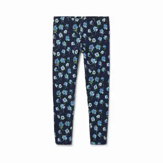 Desigual, Lange Legging Met Bloemen, Katoen, Blauw, S