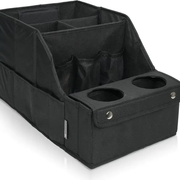 Autostoel Organizer - Auto Organizer - Opbergdoos - Met Bekerhouder - Opbergruimte Voor De Achterbank, Perfect Voor Kinderen En Speelgoed - Zwart thumbnail